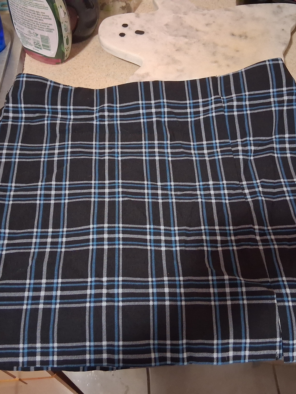 Joe B Black Plaid Mini Skirt with Light Blue Stripes